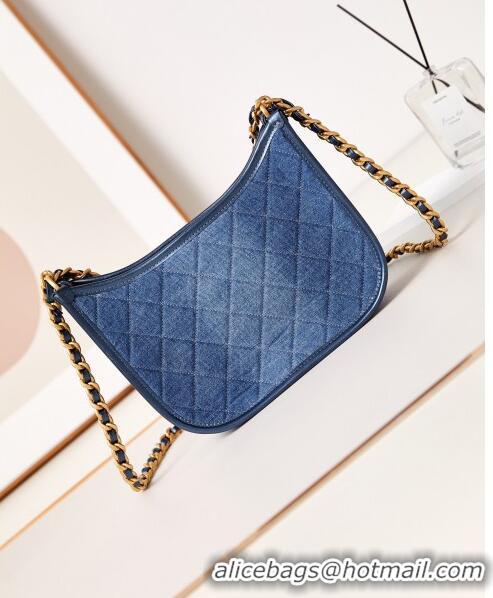 Best Promotional Chanel Washed Denim Hobo Bag AS4666 Blue 2024