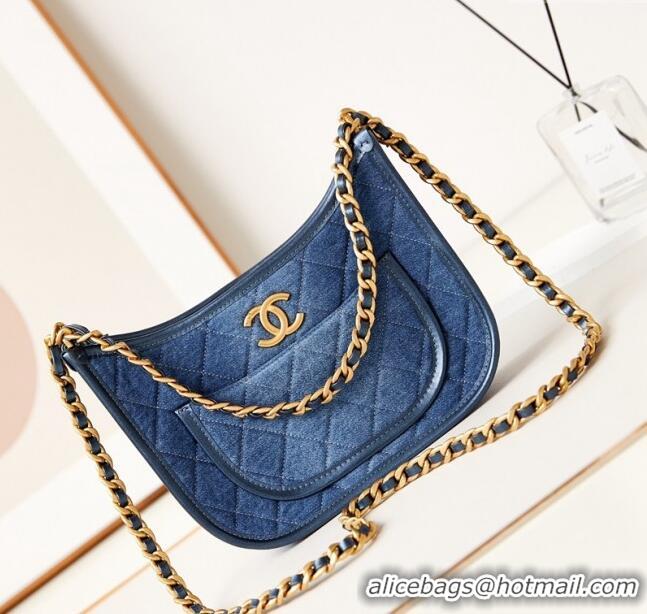 Best Promotional Chanel Washed Denim Hobo Bag AS4666 Blue 2024