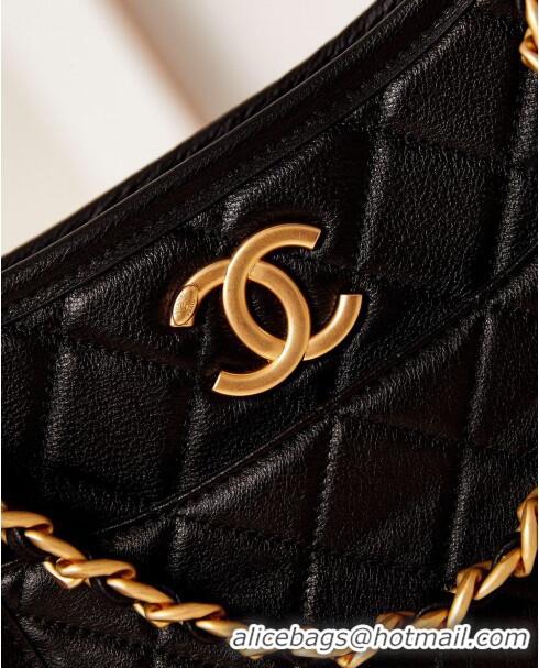 Top Quality Chanel Calfskin Hobo Bag AS4666 Black 2024