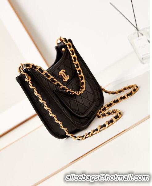 Top Quality Chanel Calfskin Hobo Bag AS4666 Black 2024