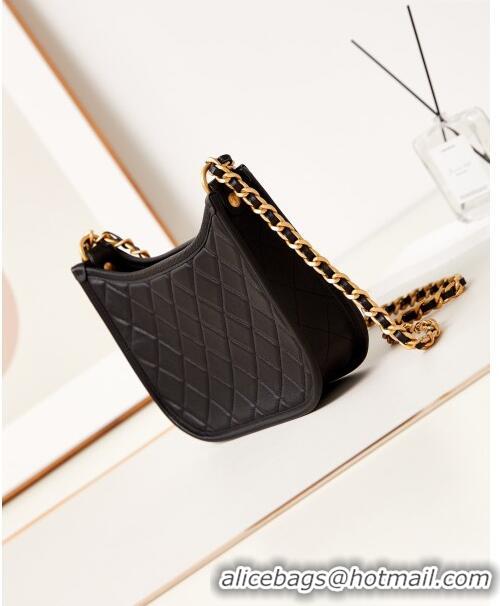 Top Quality Chanel Calfskin Hobo Bag AS4666 Black 2024