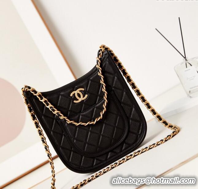 Cheapest Chanel Calfskin Hobo Bag AS4532 Black 2024