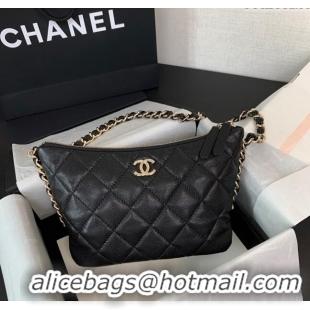 Buy Fashion Chanel Grained Shiny Small Hobo Bag AS4320 Black 2024