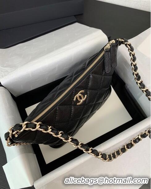 Buy Fashion Chanel Grained Shiny Small Hobo Bag AS4320 Black 2024