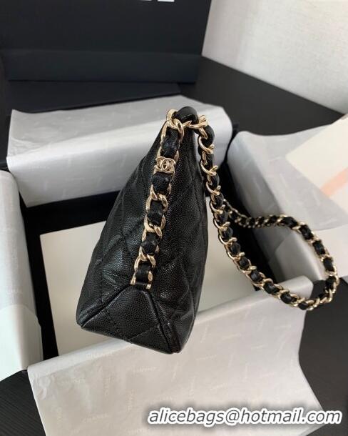 Buy Fashion Chanel Grained Shiny Small Hobo Bag AS4320 Black 2024