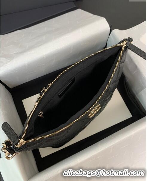 Buy Fashion Chanel Grained Shiny Small Hobo Bag AS4320 Black 2024