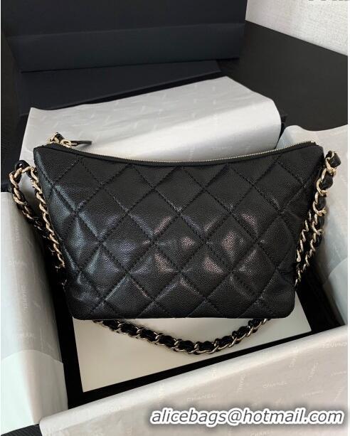 Buy Fashion Chanel Grained Shiny Small Hobo Bag AS4320 Black 2024