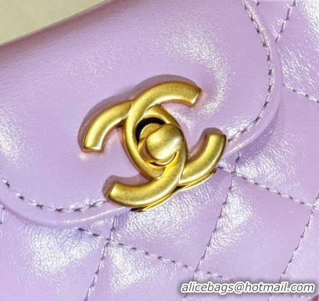 Chanel Shiny Calfskin Clutch with Chain AP3435 Purple 2023