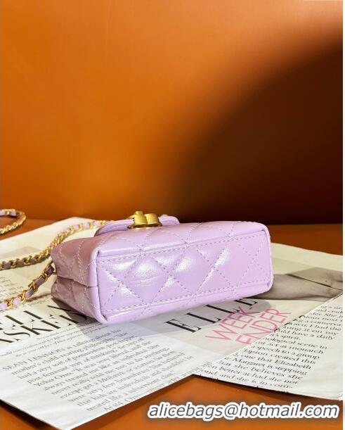 Chanel Shiny Calfskin Clutch with Chain AP3435 Purple 2023