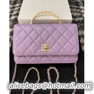 Good Quality Chanel Lambskin Clutch with Chain AP3797 Purple 2024