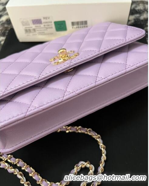 Good Quality Chanel Lambskin Clutch with Chain AP3797 Purple 2024