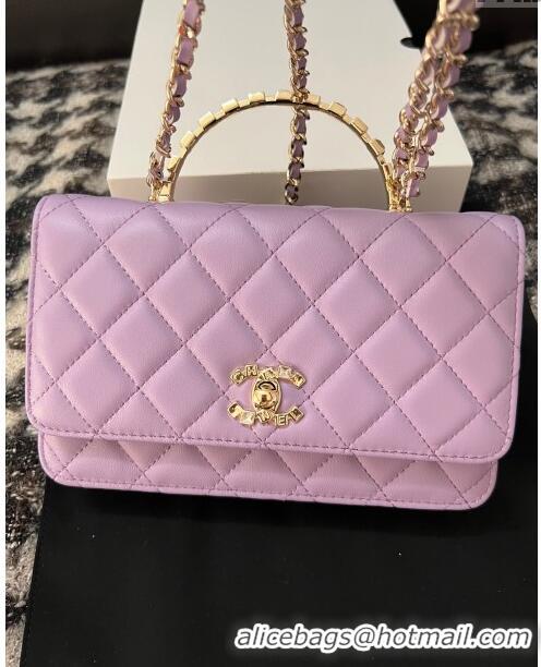 Good Quality Chanel Lambskin Clutch with Chain AP3797 Purple 2024