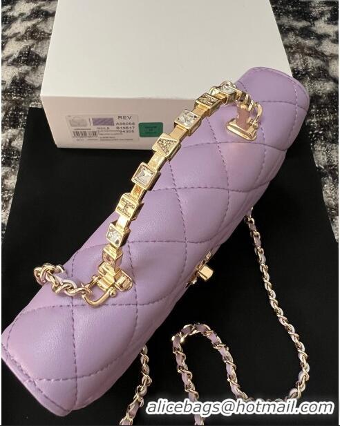 Good Quality Chanel Lambskin Clutch with Chain AP3797 Purple 2024