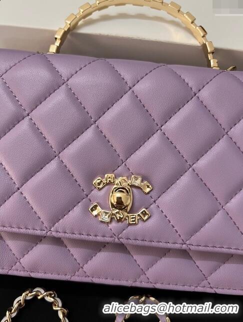 Good Quality Chanel Lambskin Clutch with Chain AP3797 Purple 2024