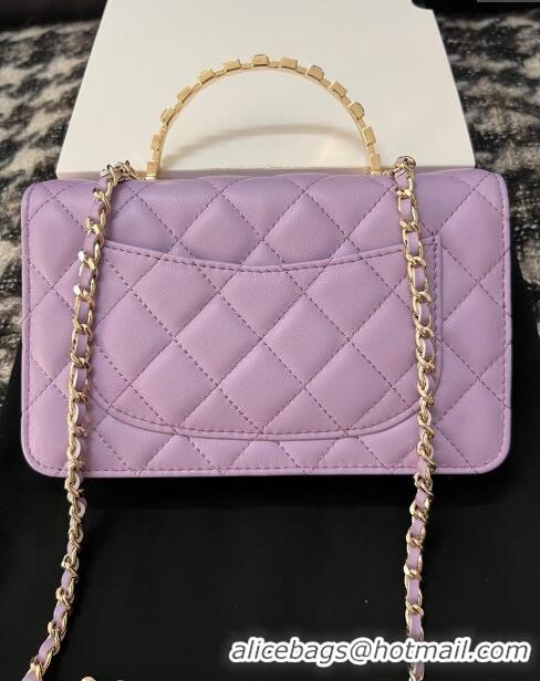 Good Quality Chanel Lambskin Clutch with Chain AP3797 Purple 2024