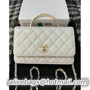 Best Price Chanel Lambskin Clutch with Chain AP3797 White 2024