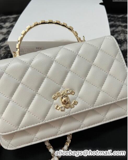 Best Price Chanel Lambskin Clutch with Chain AP3797 White 2024