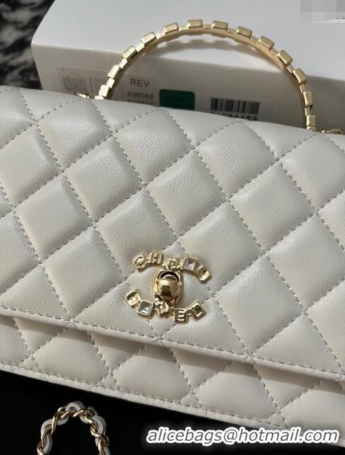 Best Price Chanel Lambskin Clutch with Chain AP3797 White 2024