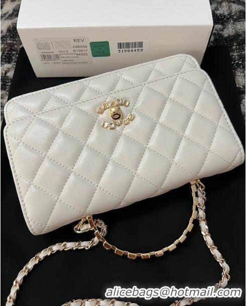 Best Price Chanel Lambskin Clutch with Chain AP3797 White 2024