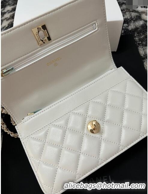 Best Price Chanel Lambskin Clutch with Chain AP3797 White 2024