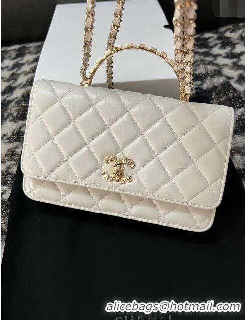 Best Price Chanel Lambskin Clutch with Chain AP3797 White 2024