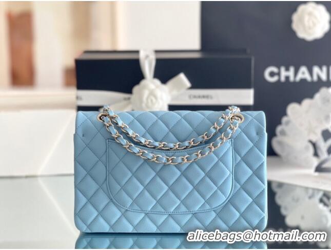 Market Sells Chanel Grained Calfskin Small Classic Flap Bag A01116 Sky Blue/Light Gold 2023 Original Quality