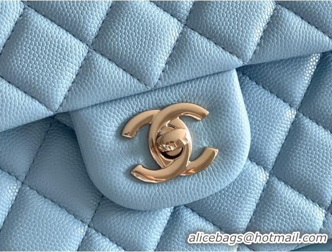 Market Sells Chanel Grained Calfskin Small Classic Flap Bag A01116 Sky Blue/Light Gold 2023 Original Quality