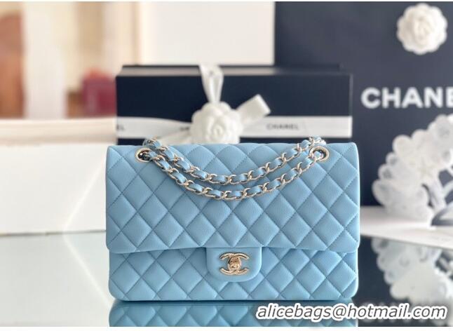 Market Sells Chanel Grained Calfskin Small Classic Flap Bag A01116 Sky Blue/Light Gold 2023 Original Quality