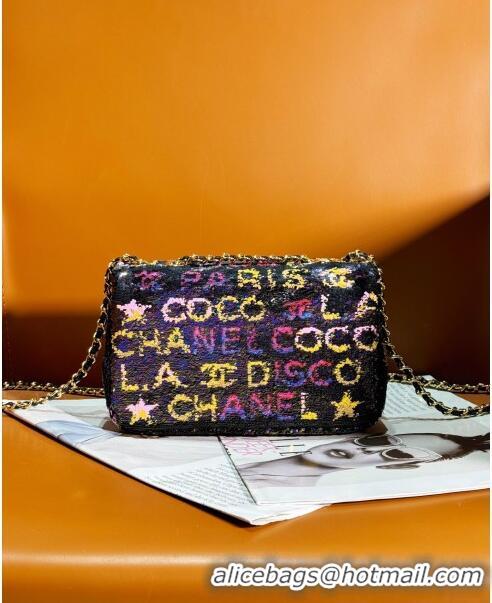 Grade Quality Chanel Sequins Small Flap Bag AS4651 Black/Multicolor 2024