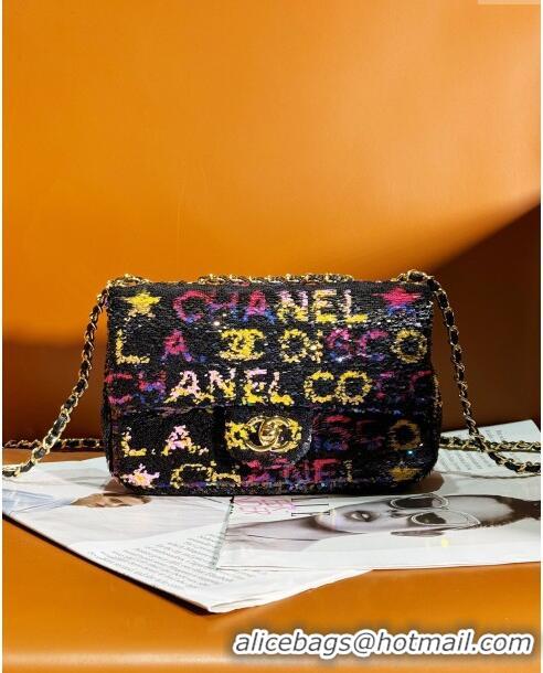 Grade Quality Chanel Sequins Small Flap Bag AS4651 Black/Multicolor 2024