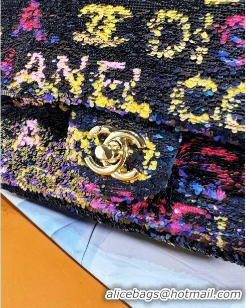 Grade Quality Chanel Sequins Small Flap Bag AS4651 Black/Multicolor 2024