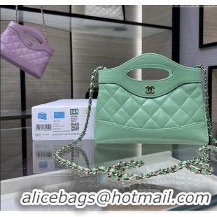 New Release Creation Chanel Shiny Lambskin East-West Mini 31 Shopping Bag AS3656 Green 2024