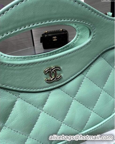 New Release Creation Chanel Shiny Lambskin East-West Mini 31 Shopping Bag AS3656 Green 2024