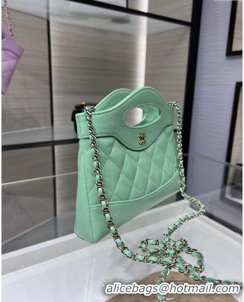 New Release Creation Chanel Shiny Lambskin East-West Mini 31 Shopping Bag AS3656 Green 2024