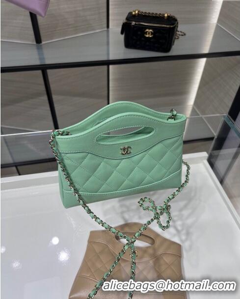 New Release Creation Chanel Shiny Lambskin East-West Mini 31 Shopping Bag AS3656 Green 2024