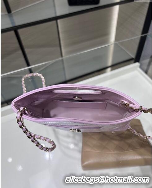 Good Looking Chanel Shiny Lambskin East-West Mini 31 Shopping Bag AS3656 Light Purple 2024