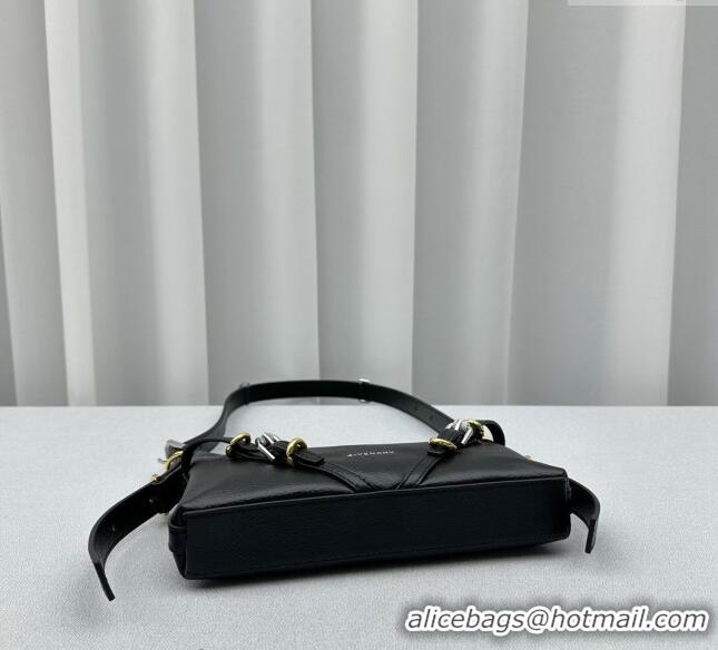 Shop Grade Givenchy Mini Voyou Shoulder Bag in Leather 23816 Black 2023