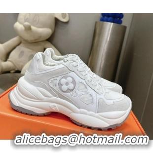 Top Grade Louis Vuitton Run 55 Sneakers White/Grey 608003