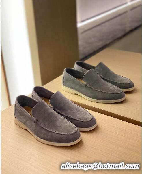 Grade Design Loro Piana Summer Walk Suede Loafers L3102 Grey 2023 (For Men)