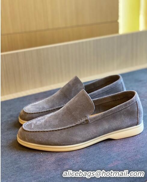 Grade Design Loro Piana Summer Walk Suede Loafers L3102 Grey 2023 (For Men)