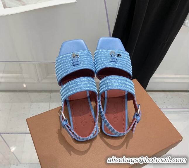 Super Quality Loro Piana Sprightly Charms Flat Sandals in Knitwear Fabrics L5062 Light Blue 2023