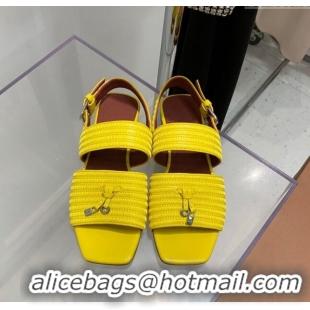 Popular Style Loro Piana Sprightly Charms Flat Sandals in Knitwear Fabrics L5062 Yellow 2023