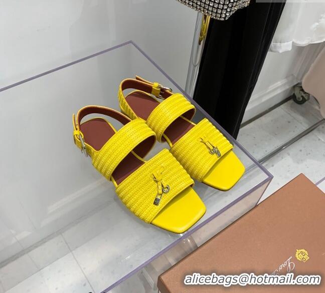 Popular Style Loro Piana Sprightly Charms Flat Sandals in Knitwear Fabrics L5062 Yellow 2023