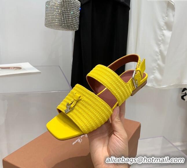 Popular Style Loro Piana Sprightly Charms Flat Sandals in Knitwear Fabrics L5062 Yellow 2023