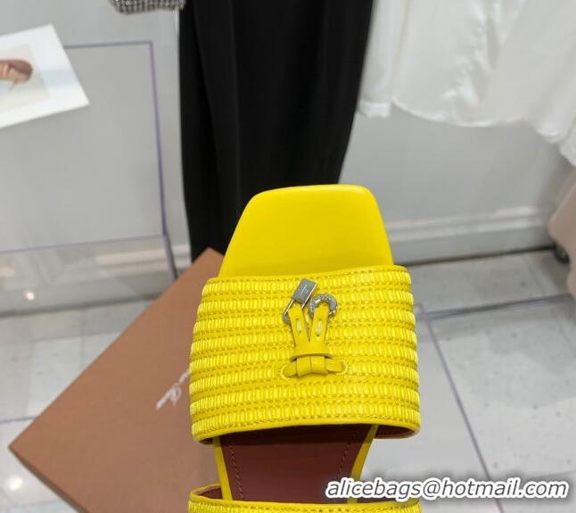 Popular Style Loro Piana Sprightly Charms Flat Sandals in Knitwear Fabrics L5062 Yellow 2023