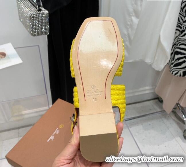 Popular Style Loro Piana Sprightly Charms Flat Sandals in Knitwear Fabrics L5062 Yellow 2023