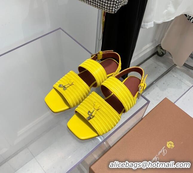 Popular Style Loro Piana Sprightly Charms Flat Sandals in Knitwear Fabrics L5062 Yellow 2023