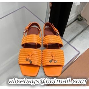 ​Luxury Cheap Loro Piana Sprightly Charms Flat Sandals in Knitwear Fabrics L5062 Orange 2023