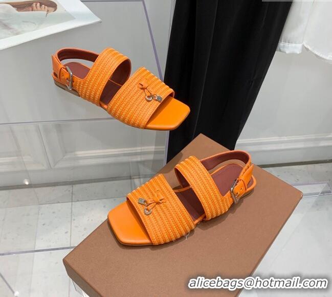 ​Luxury Cheap Loro Piana Sprightly Charms Flat Sandals in Knitwear Fabrics L5062 Orange 2023