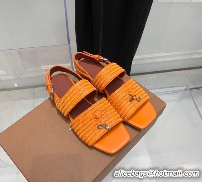 ​Luxury Cheap Loro Piana Sprightly Charms Flat Sandals in Knitwear Fabrics L5062 Orange 2023